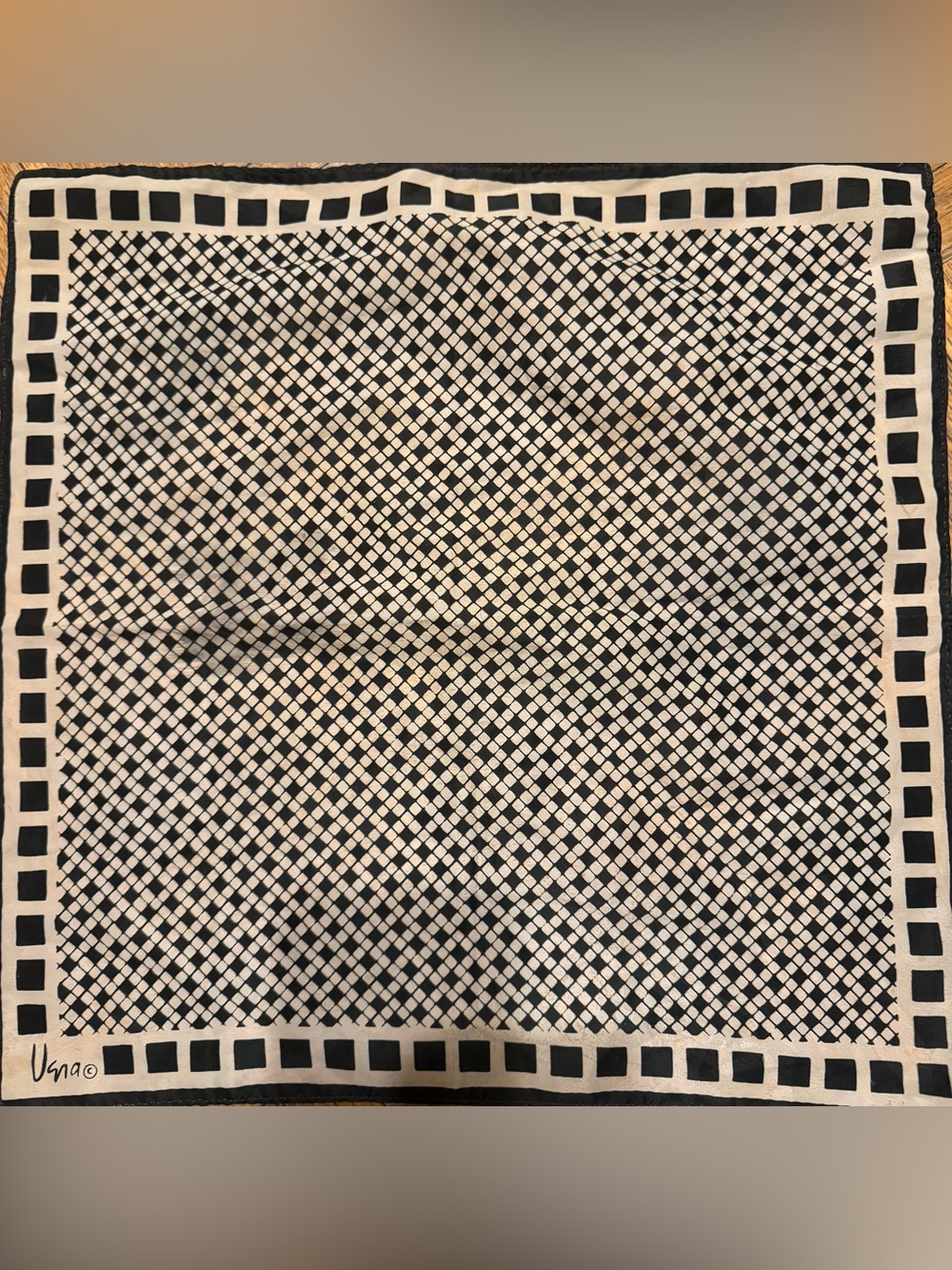 Vintage Vera Neumann Black & Cream Geometric Pattern Scarf